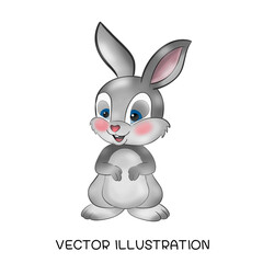 vector cute rabbit standing cartoon vector icon illustration
