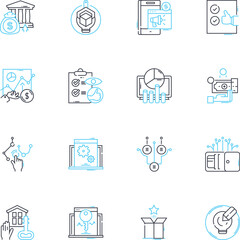 Revenue profits linear icons set. Growth, Sales, Income, Earnings, Returns, Surplus, Gain line vector and concept signs. Surplus,Performance,Success outline illustrations