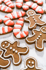 Fototapeta na wymiar Christmas gingerbread cookies with royal icing