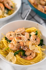 Garlic Shrimp Pasta with Spinach