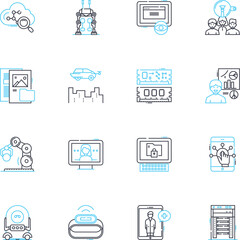 Social nerking linear icons set. Connections, Interaction, Nerking, Community, Collaboration, Engagement, Relationships line vector and concept signs. Sharing,Communication,Influence outline