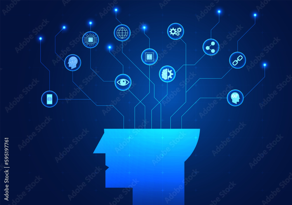 Poster artificial intelligence that enters the smart technology system is an ai that commands and learns in