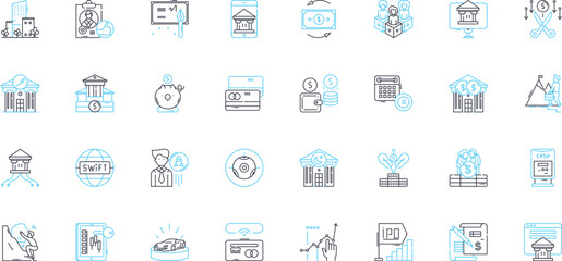 Capital budgeting linear icons set. Investment, Analysis, Finance, Risk, Opportunity, Decision, Budget line vector and concept signs. Cash flow,NPV,IRR outline illustrations