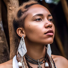 Artisan Girl Earring Handmade Tribal IA generativa