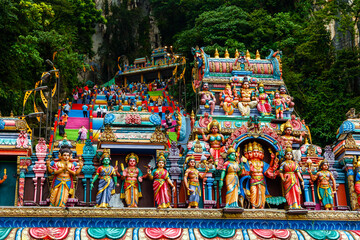The God sculpture main entrance of Batu Caves in Gombak, Selangor, Malaysia, which is one of the...