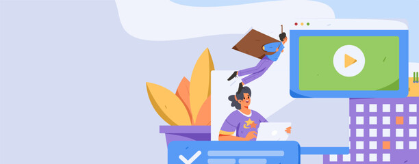 Education learning people flat vector concept hand drawn illustration
