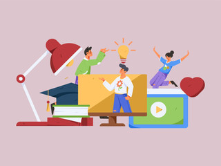 Education learning people flat vector concept hand drawn illustration

