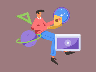 Education learning people flat vector concept hand drawn illustration
