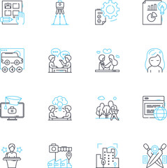 Cloud computing and storage linear icons set. Virtualization, Scalability, Agility, Flexibility, Security, Accessibility, Reliability line vector and concept signs. Resilience,Cost-saving,Efficiency