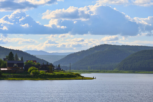 Cloud day in Tirlyansky mountain village, Bashkortostan Republic of Russia