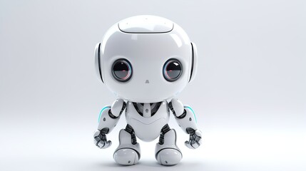 Cute adorable baby robot rendered in the style of children-friendly cartoon animation fantasy style, generative ai 