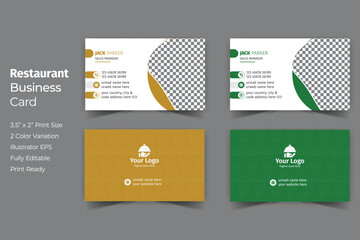 Restaurant food, organic food shop business card design