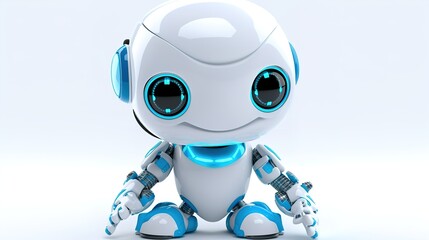 Cute adorable baby robot rendered in the style of children-friendly cartoon animation fantasy style, generative ai 
