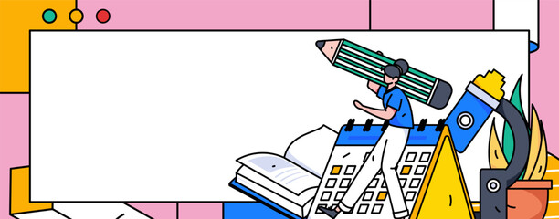 Education learning people flat vector concept hand drawn illustration
