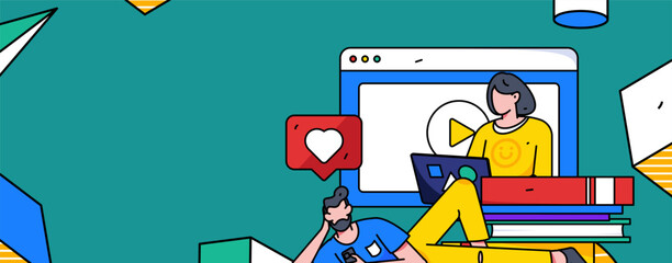 Education learning people flat vector concept hand drawn illustration
