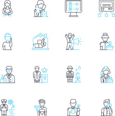 Partnerships linear icons set. Collaboration, Alliances, Cooperation, Support, Joint ventures, Synergy, Sharing line vector and concept signs. Unity,Cohesion,Cooperation outline illustrations
