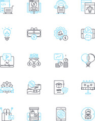 Cyber marketing linear icons set. Digital, Online, Advertising, Social, E-commerce, Engagement, Analytics line vector and concept signs. SEO,Content,PPC outline illustrations