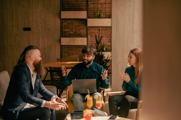 Friends together at the cafe