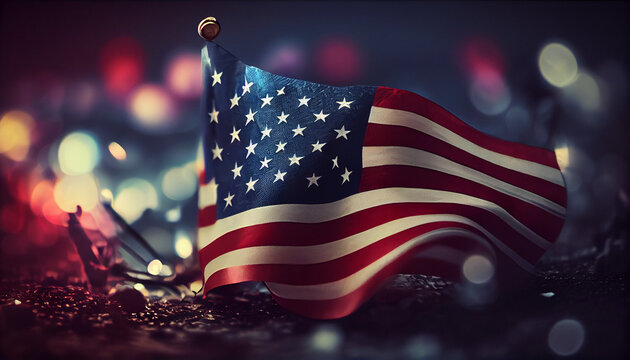 American Wave Flag background. Concept National holidays , Flag Day, Veterans Day, Memorial Day, Independence Day, Patriot Day  Ai generated image 