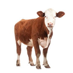 Hereford cow isolated on white background