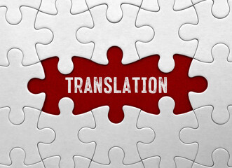 Word Translation on red puzzle background