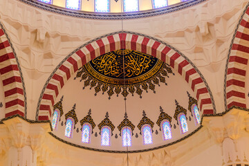 Sharjah, UAE - Shot inside of the largest Sharjah mosque. Religion