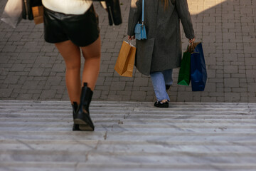 Fototapeta premium Girls with shopping bags