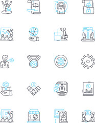 Improvement linear icons set. Progress, Growth, Betterment, Advancement, Development, Enhancement, Refinement line vector and concept signs. Upgrade,Amelioration,Enrichment outline illustrations
