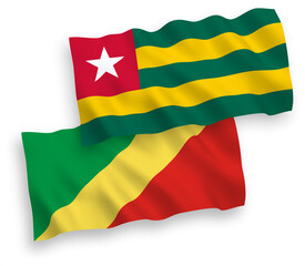 Obraz premium Flags of Togolese Republic and Republic of the Congo on a white background