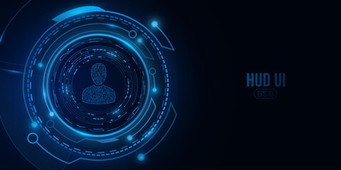 Glowing sci-fi HUD round for user account verification. UI design. Vector illustration