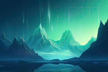 Fototapeta na wymiar Aurora borealis in the mountains. Generative AI.