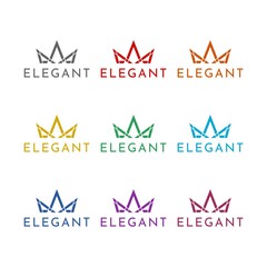  Crown elegant logo icon isolated on white background. Set icons colorful