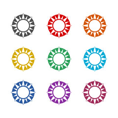 Sun logo icon isolated on white background. Set icons colorful