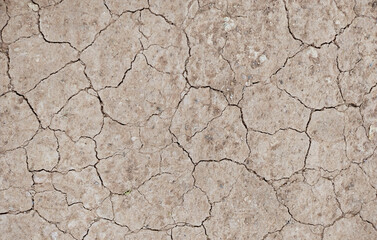 Cracked ground background in the top view for graphic design or wallpaper