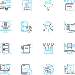 Risk assessment linear icons set. Probability, Uncertainty, Vulnerability, Threats, Consequences, Hazard, Assessment line vector and concept signs. Detection,Criticality,Security outline illustrations