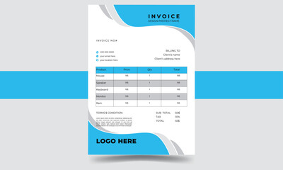 creative modern invoice design template with two color.