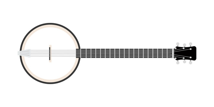 Banjo, string musical instrument for playing bluegrass country music by cowboy musician
