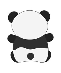 Cute panda sitting, back view of tropical bear with white and black fur, paws and tail © backup_studio