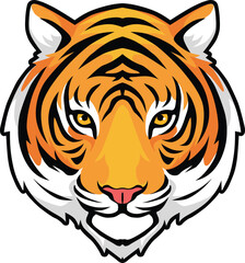 Tiger Face Expression Illustration. Tattoo Art. Vector.