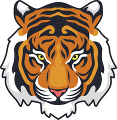 Tiger Face Expression Illustration. Tattoo Art. Vector.