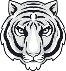 Tiger Face Expression Illustration. Tattoo Art. Vector.