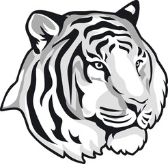 Tiger Face Expression Illustration. Tattoo Art. Vector.