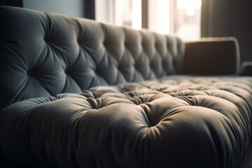 A cushioned couch in focus. Generative AI