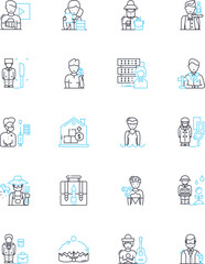 Partnerships linear icons set. Collaboration, Alliances, Cooperation, Support, Joint ventures, Synergy, Sharing line vector and concept signs. Unity,Cohesion,Cooperation outline illustrations