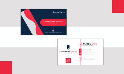 Creative modern Card, White and Red and Black Business Card, Double-sided creative business card template, business card design, Modern shape, Vector card.