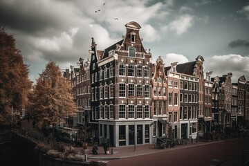 Fototapeta na wymiar Historic center of Amsterdam, NL. Generative AI