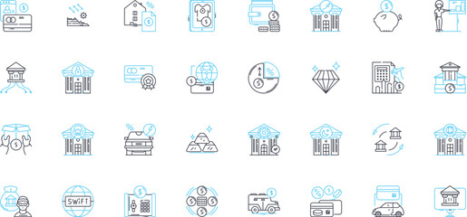 Virtual payment linear icons set. Digital, Online, Electronic, Secure, Contactless, E-wallet, PayPal line vector and concept signs. Cryptocurrency,Credit card,Debit card outline illustrations