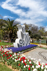 3D Print of Istanbul Symbol in Emirgan Park with colorful Tulips