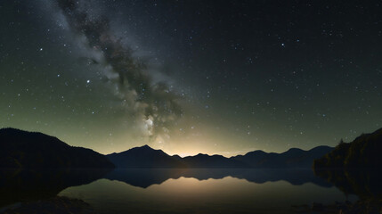 moon on a background star sky reflected in the sea. Generative ai