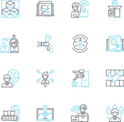 Time tracking linear icons set. Efficiency, Productivity, Clocking, Management, Timesheets, Attendance, Clock-in line vector and concept signs. Workload,Organization,Timekeeping outline illustrations